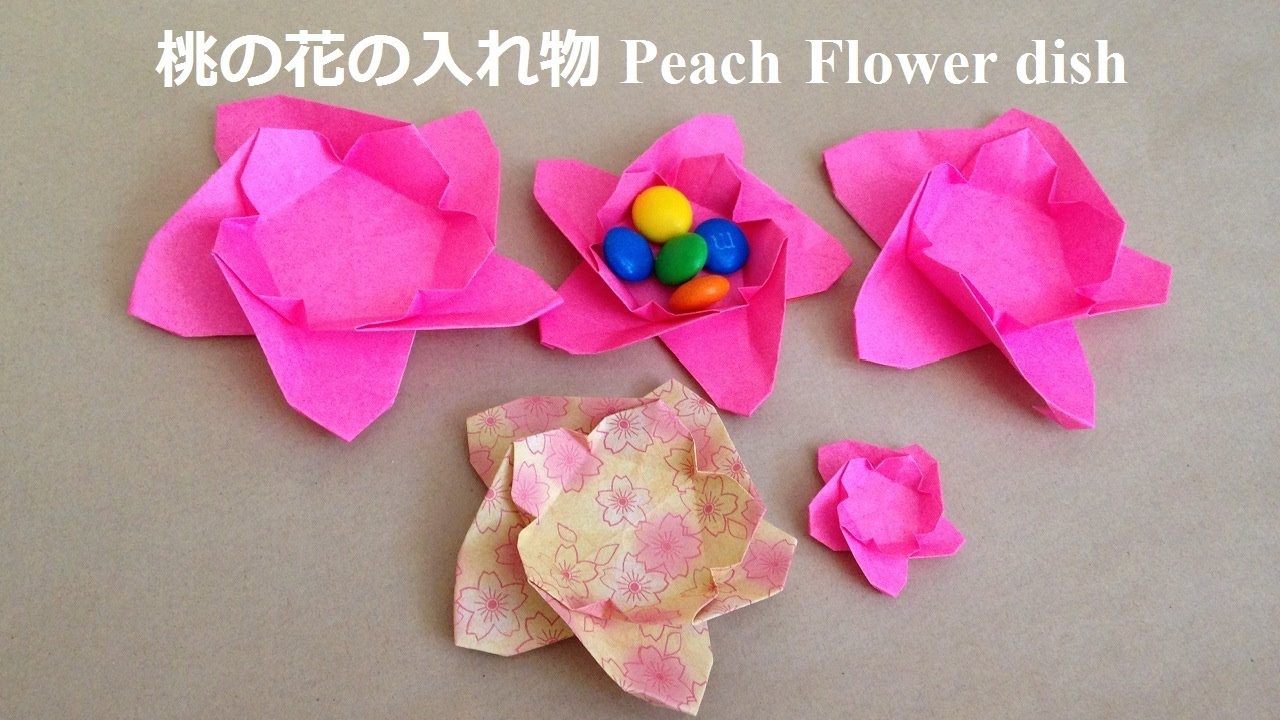 折り紙 桃の花の入れ物 お皿 2 折り方 Niceno1 Origami Peach Flower Dish Youtube