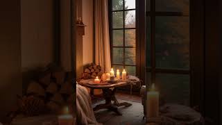 Cozy Autumn Ambience 🍁 Fireplace, Birds & Gentle Stream Sounds 🔥 #relax #rain #peace #cozyambiance