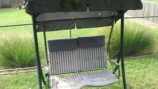 How to Replace a 2 Seat Patio Swing Cushion Walmart Model RUS4860 http://swingcushioncovers.com/ 209-267-8155 How to Replace a 2 seat Patio Swing Cushion Walmart RUS4860 2 person patio