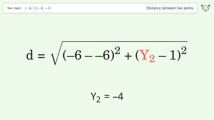 Find the distance between two points p1 (-6,1) and p2 (-6,-4): Step-by-Step Video Solution