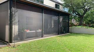 Retractable Motorized Bug Enclosure Patio Screens  Shading Texas