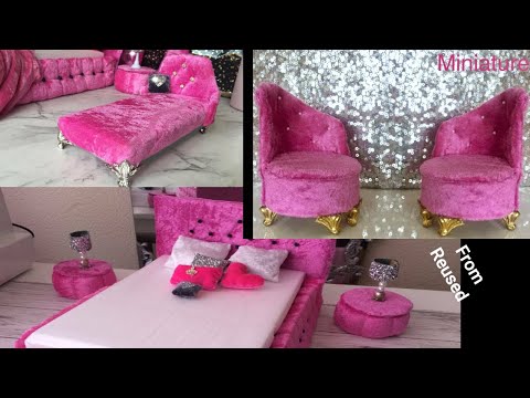 Miniature Luxury Velvet Furniture DIY.Made with Recycled items Video Compilation