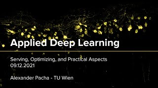 Applied Deep Learning 2021 - Lecture 10 - Serving, Optimizing, and Practical Aspects