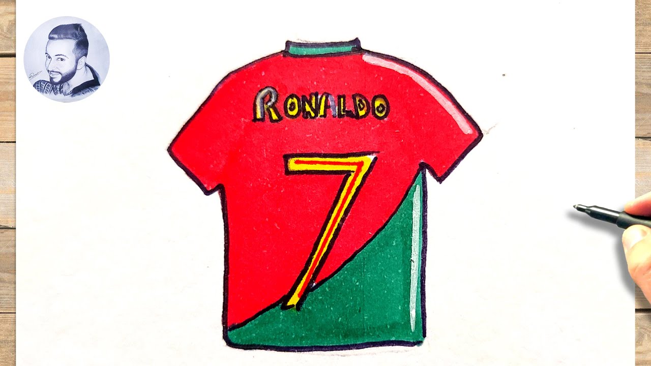 Comment dessiner le maillot de ronaldo - YouTube