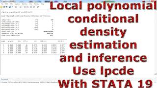 Local polynomial conditional density estimation and inference Use lpcde With STATA 19