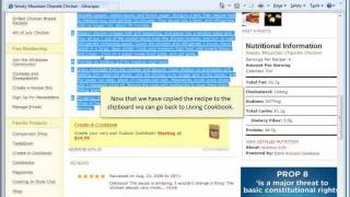 How to use Living Cookbook Recipe Software to copy recipes from the Internet