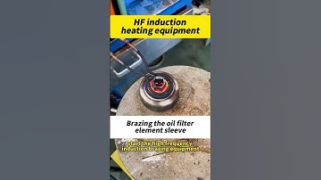 Brazing oil filter elements sleeve #inductionheating #inductionheater #brazingmachine #brazing