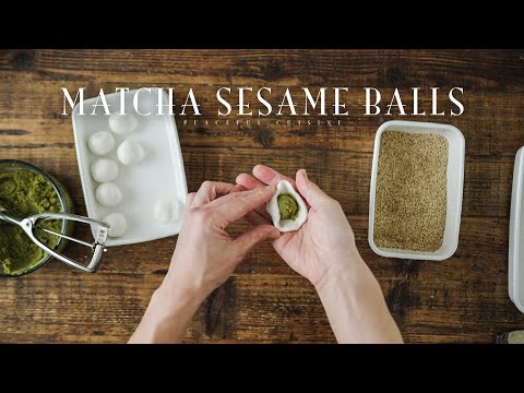 [No Music] How to Make Matcha Sesame Balls | Peaceful Cuisine