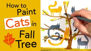 How to Paint Cats in Fall Tree