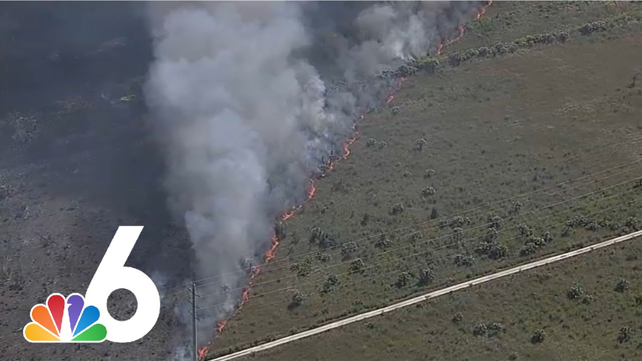 Brush fire shuts down major roadways in Miami-Dade - YouTube