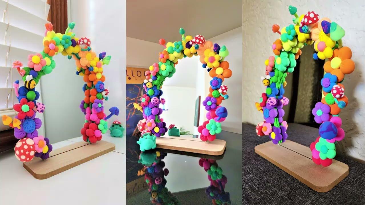 Aesthetic DIY Clay Flower Mirror Tutorial How to Make Cute Decorations