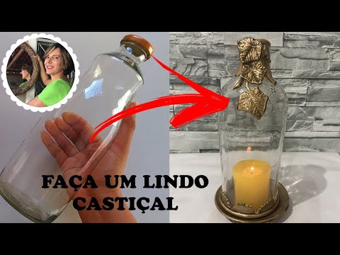 DIY - How to make a beautiful candlestick or candle holder with glass bottle