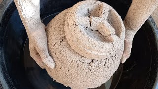 ASMR soft silky pure dirt big cake crumbling in water | asmr community | asmr cement | satisfy asmr screenshot 2