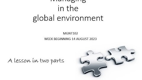 Managing in the global environment part 1 of 2