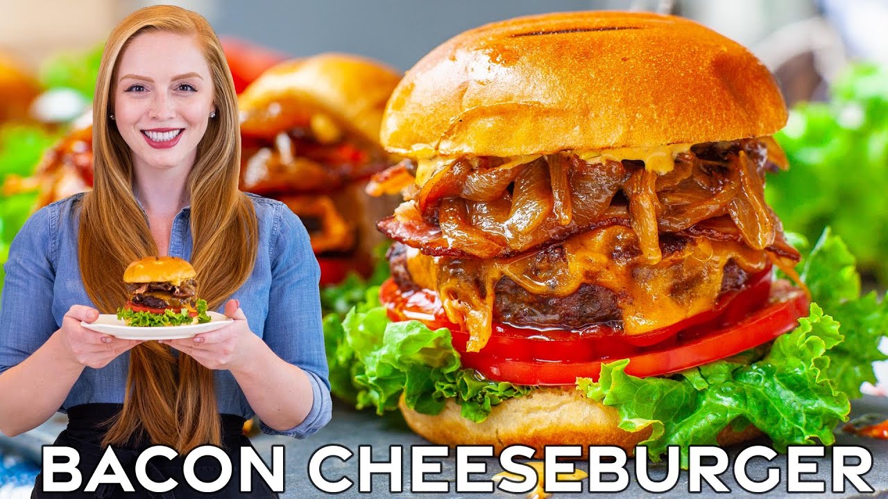 Caramelized Onion Bacon Cheeseburgers (video) - Tatyanas Everyday Food