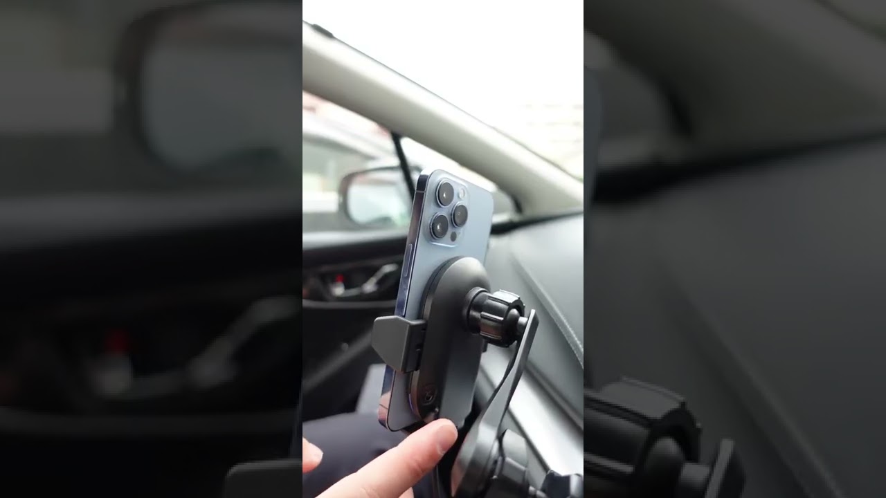 Qi自動開閉ホルダー 手帳対応 キャパシタ付 ロングアーム エアコン