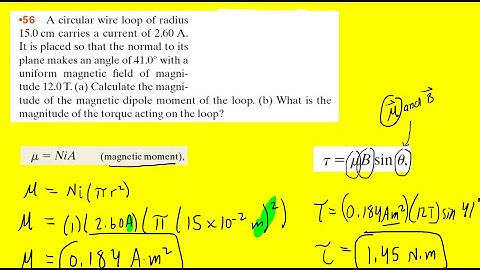 A circular wire loop of radius 15.0 cm carries a current