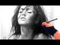 Megan Fox charcoal Portrait Drawing video - ThePortraitArt Art Drawing Video