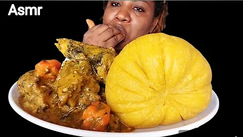 Nigeria food ASMR/ bitter leaf soup and fufu