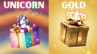 Choose your gift 😍🎁😱|| 2 gift box challenge|| Unicorn & Gold #giftboxchallenge