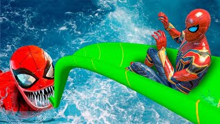 GTA 5 Iron Spiderman GIANT Water Slide/Ragdolls Ep54 (Euphoria Ragdolls) #Waterslide #Ragdolls