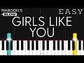 Maroon 5 - Girls Like You ft. Cardi B | SLOW EASY Piano Tutorial