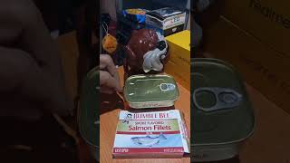 MAD DOG don't want to share his special salmon fillets #short #satisfying #asmr #foryou #maddog