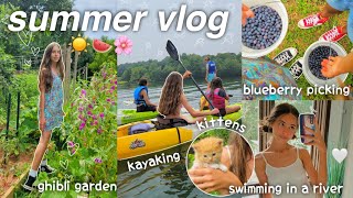 summer vlog: garden, kayaking, bluberry picking, swimming in a river, & more