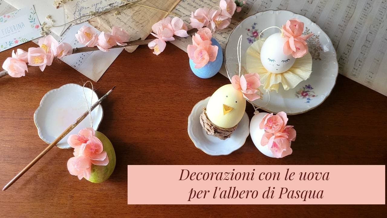 Set di uova di Pasqua fatte a mano: decorazioni a forma di coniglietto e fiori, set da 4 - Italia