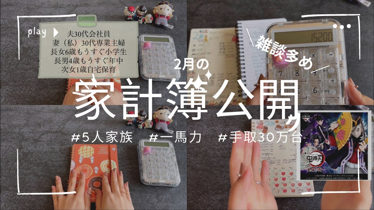 【雑談多め】2月の家計簿公開/ディズニーで実際使った金額/私用費も何かとお金かかった💸/#家計簿公開 #5人家族 