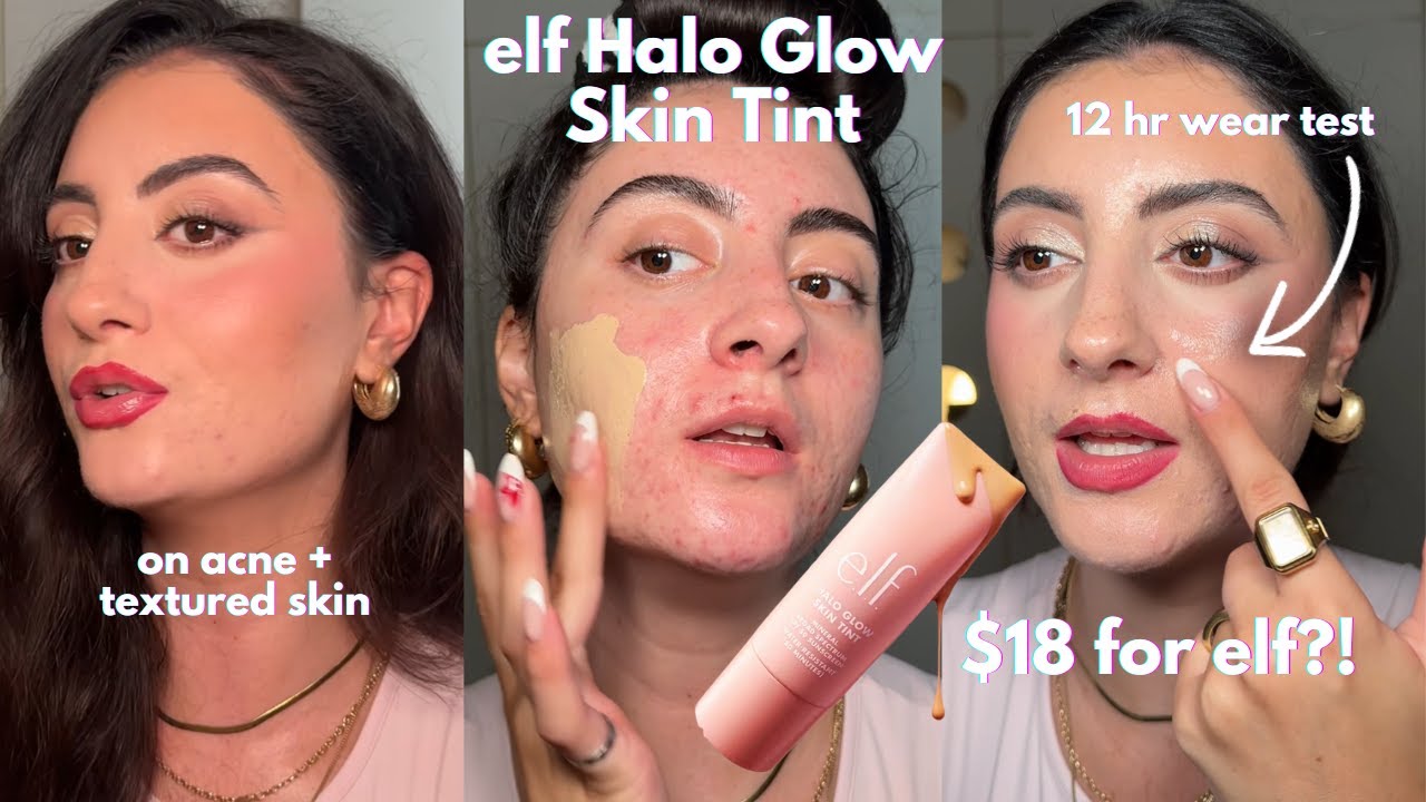 e.l.f Halo Glow Skin Tint SPF 50 12 часов стойкости + отзыв на коже, склонной к акне/текстурирова...