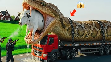 Heroic Rescue Team Saves Lonely Cow from Deadly Giant Python🐍