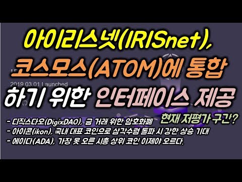   아이리스넷 IRISnet 코스모스 ATOM 에 통합하기 위한 인터페이스 제공 현재 저평가 구간