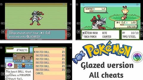 pokemon glazed version cheat codes for rare candy, master ball, mega stone,walk through walls ,etc |