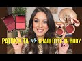 Charlotte Tilbury Tan Bronzer + Pillow Talk lip &amp; cheek Glow | Patrick Ta comparison