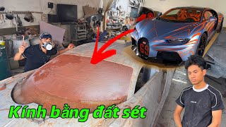 Chế tạo kính chắn gió bằng đất sét cho siêu xe Bugatti Chiron 