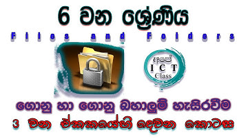 3 වන ඒකකය   මෙහෙයුම් පද්ධති හා ගොනු හැසිරවීම   2 කොටස - Files & Folders