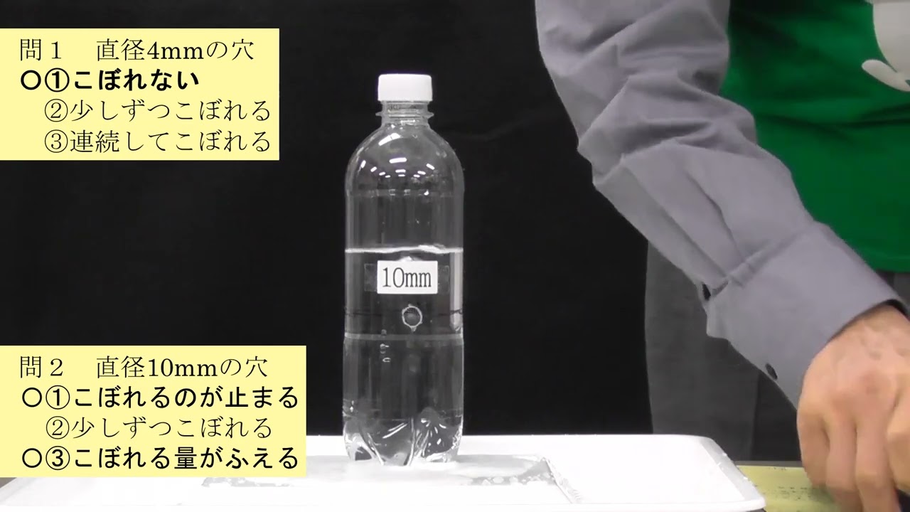 穴の開いたペットボトル4（穴が１つの場合）（答え）