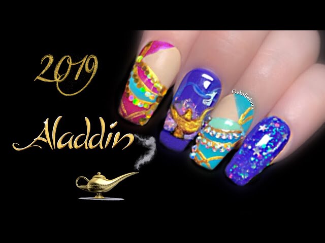 Disney Aladdin - Genie, Abu, & Raja Reverse Stamping Nails. Using BBF Nail  Art - YouTube