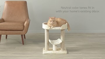 Amazon Basics Cat Condo Tree Tower with Hammock Bed and Scratching Post