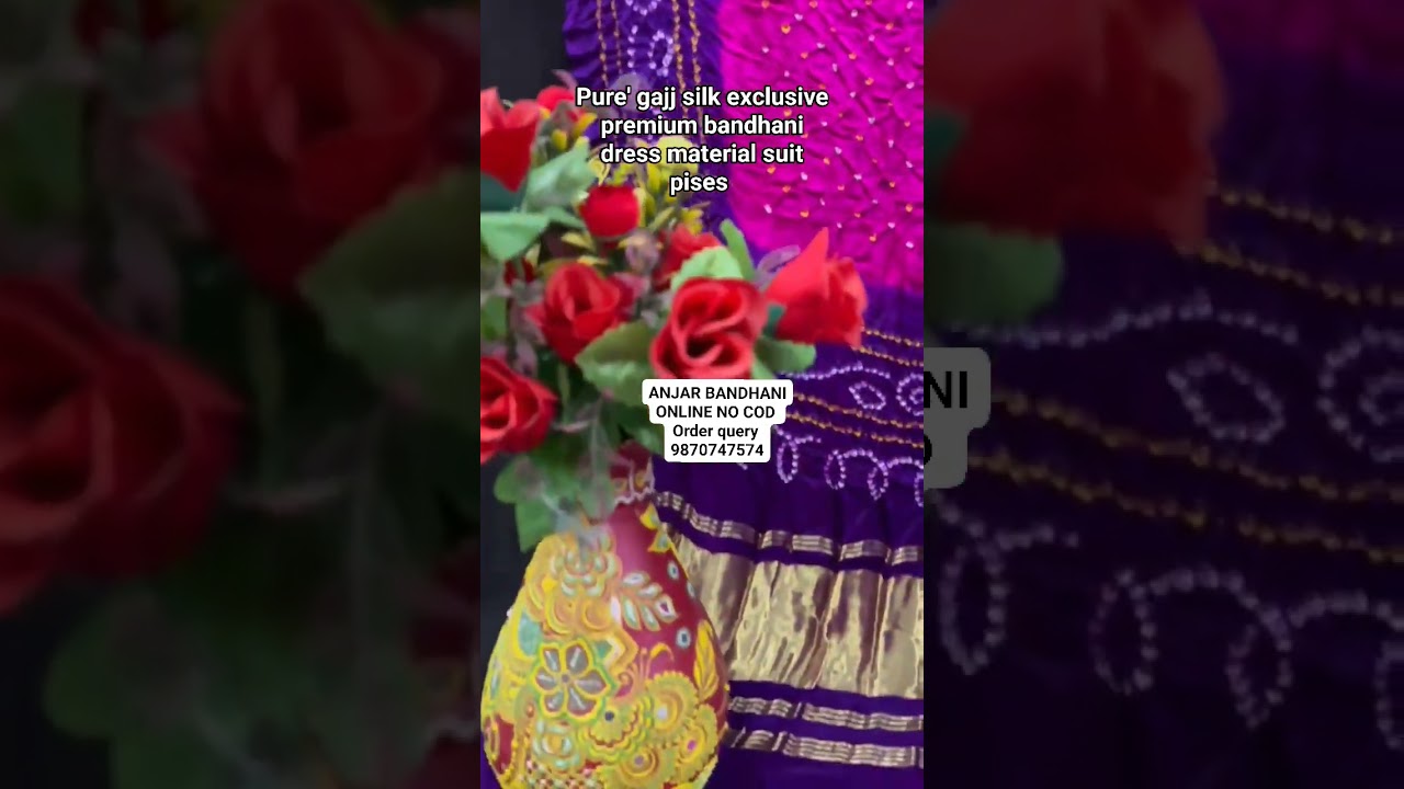 pure' gaji silk exclusive premium bandhani dress material