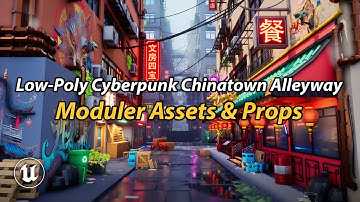 Low-Poly Cyberpunk Chinatown Alleyway | Unreal Engine 5 | Game-Ready Assets