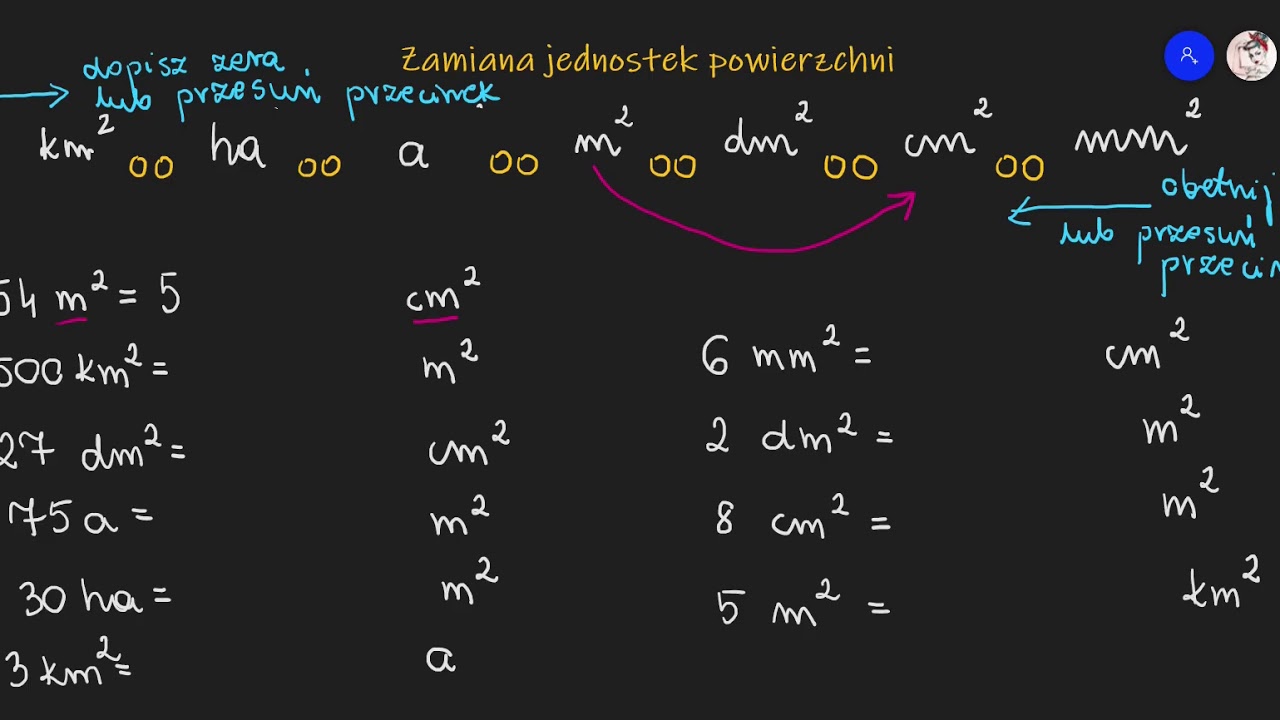 Klasa 5.11 Zamiana jednostek powierzchni - YouTube