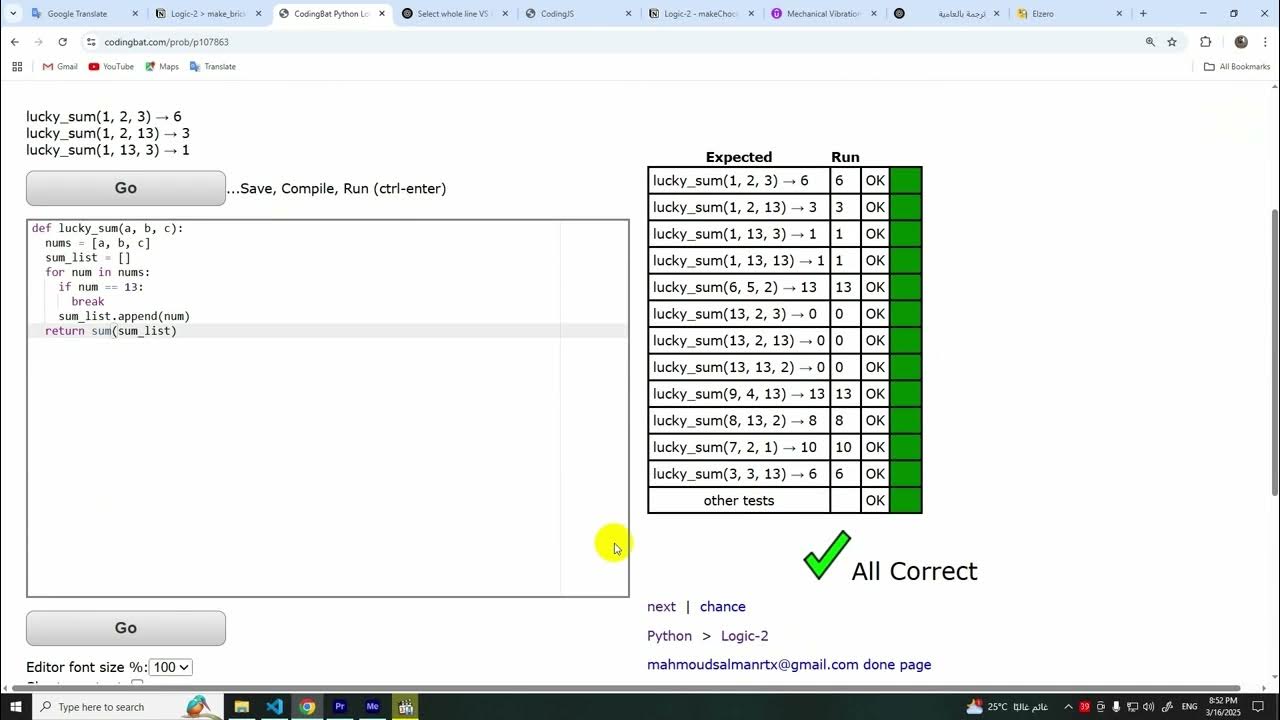 Coding bat logic 2 in python and java script بالعربي - YouTube