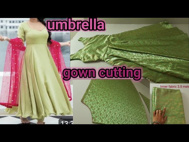 Umbrella gown cutting and stitching/long gown/party wear dress cutting/gown  cutting/frock cutting - YouTube