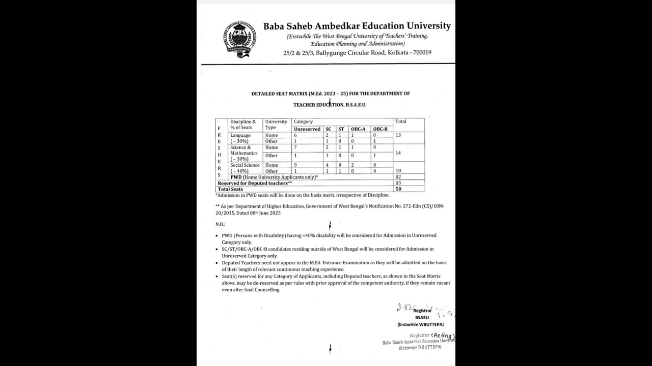 M.Ed Admission (2023-25) Application Form Fill up New Notification According BSAEU Wbtteupa