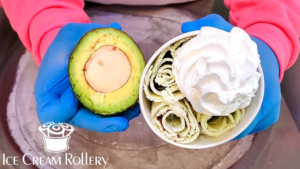 Avocado Ice Cream Rolls Guacamole Rolled Ice Cream YouTube