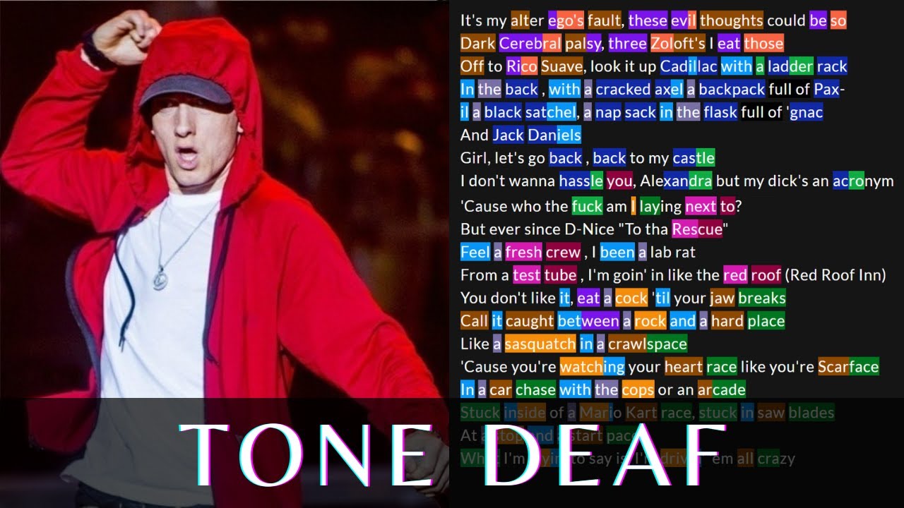 Eminem Tone Deaf Lyrics, Rhymes Highlighted YouTube Music