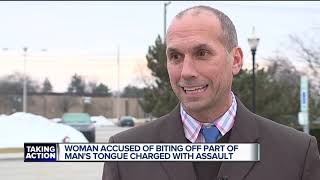Woman charged for allegedly biting off part of man's tongue she was kissing in Macomb Co.
