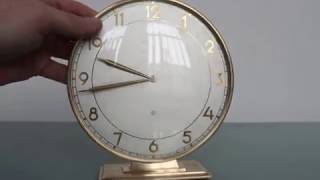 MAUTHE Mantel Clock Vintage 8 Day Brass Glass Germany Mid Century Shelf Desk